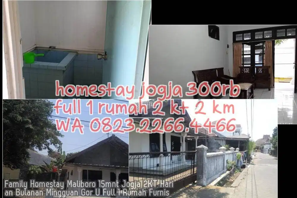 Family Homestay Maliboro 15mnt Jogja 2KT Harian Bulanan Mingguan Gor U