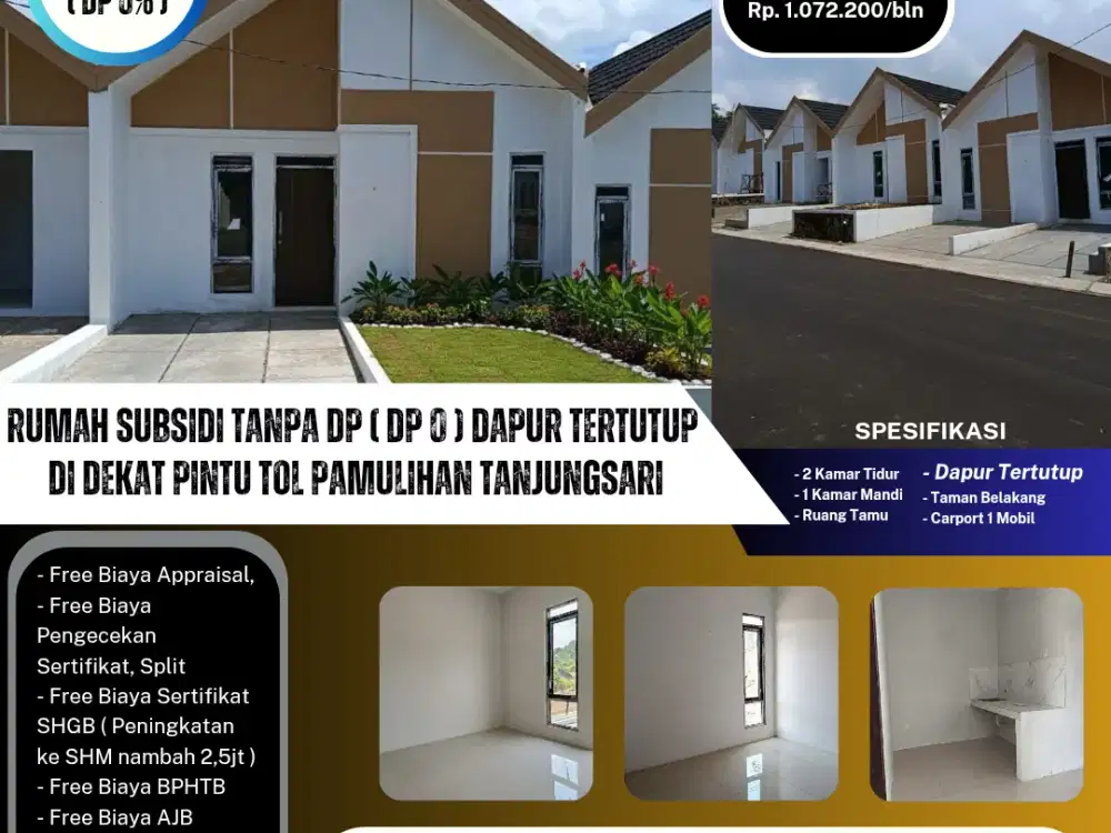 Rumah Subsidi Tanpa DP Dekat Tol Pamulihan Dapur Sudah Tertutup