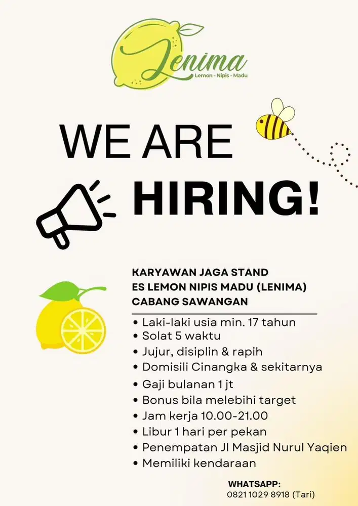 Lowongan Jaga Stand Minuman