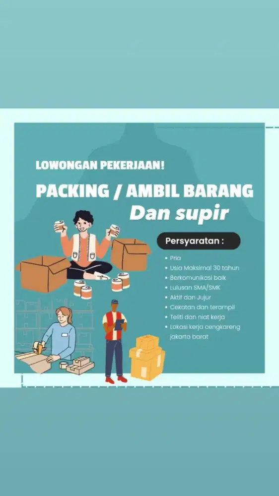 Di cari pekerja jujur dan pekerja keras dan bisa kerja berat