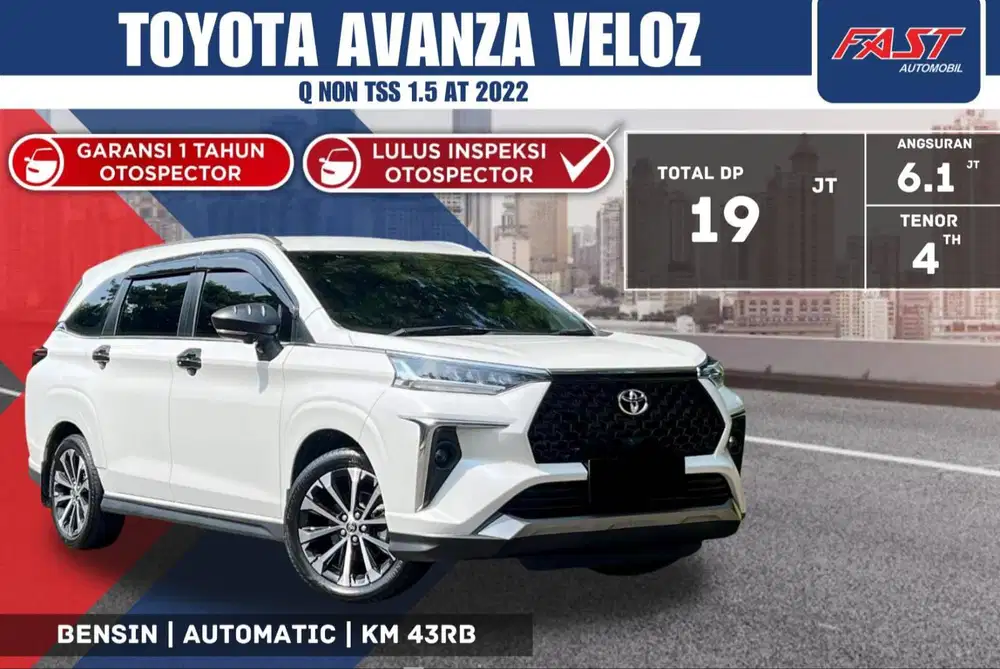 TOYOTA AVANZA VELOZ Q 2022 NON TSS 1.5 AT KM.43RB & PAJAK PANJANG