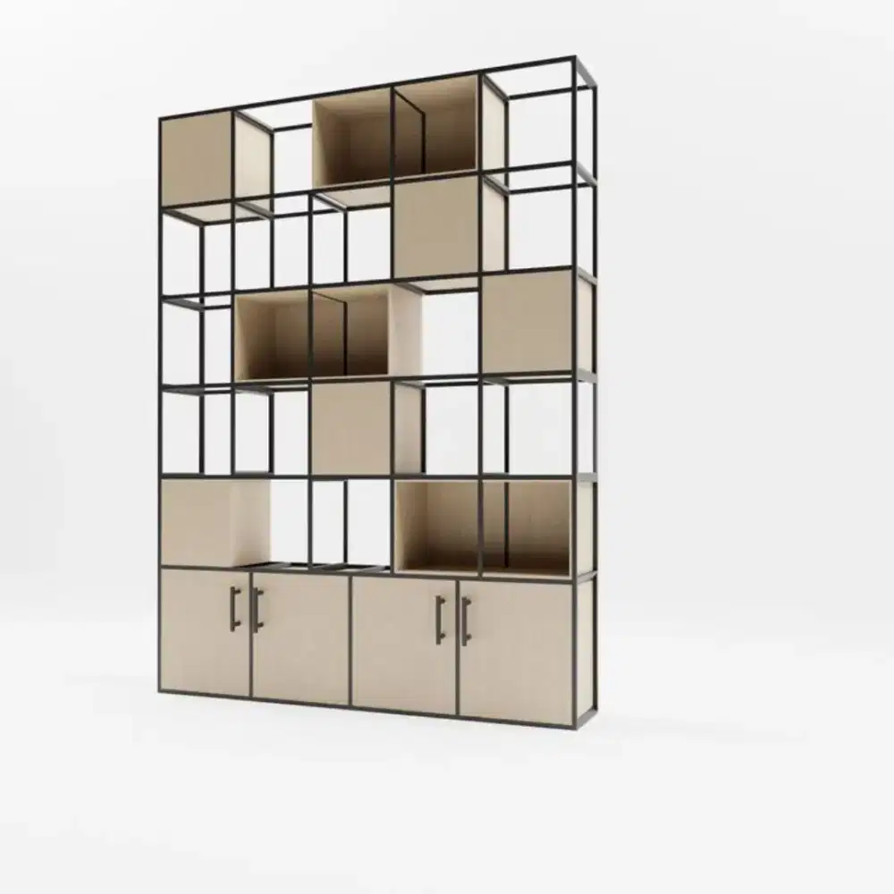 Partisi Industrial Rak Modern Industrial Sekat Ruangan Rak Pajangan