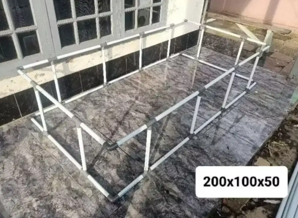 Rangka kolam ikan dari paralon ukuran 2x1x50 Murah