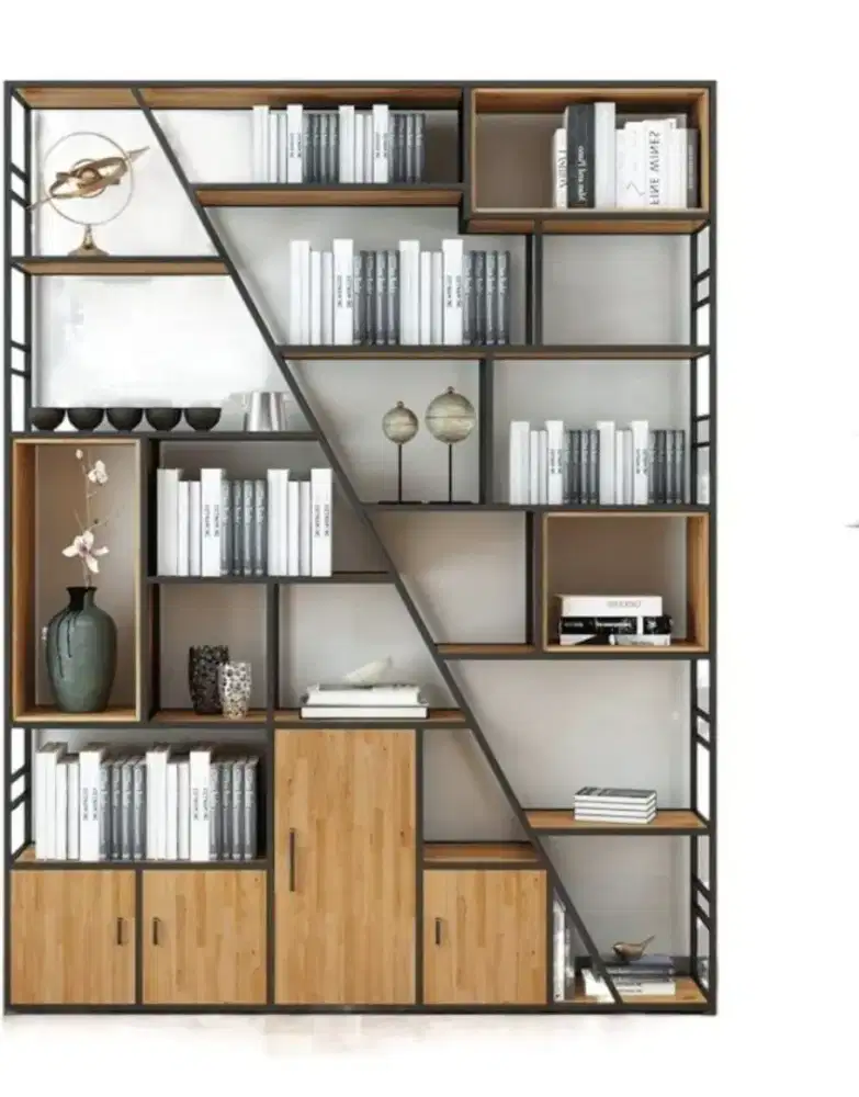 Partisi Industrial Rak Pajangan Rangka Besi Sekat Ruangan Rak Hiasan