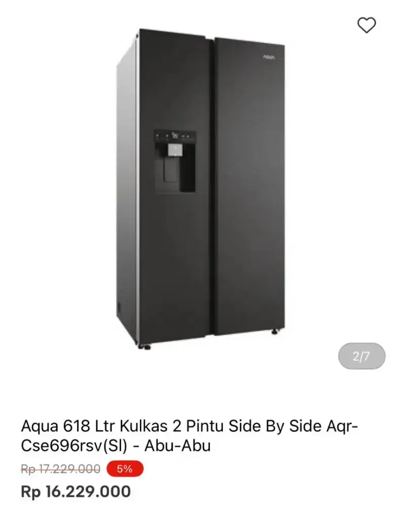 KULKAS AQUA SBS CSE696RSV(SI) 618LTR