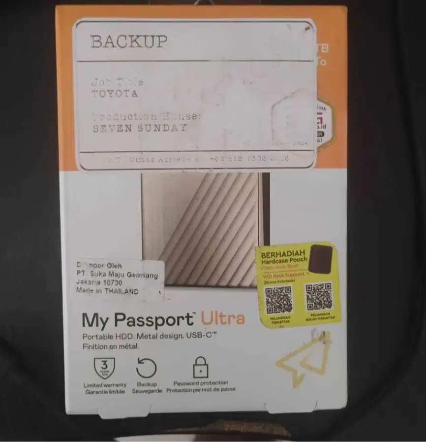 Harddisk external WD my passport ultra 4 tb garansi on 6 Oktober 2027
