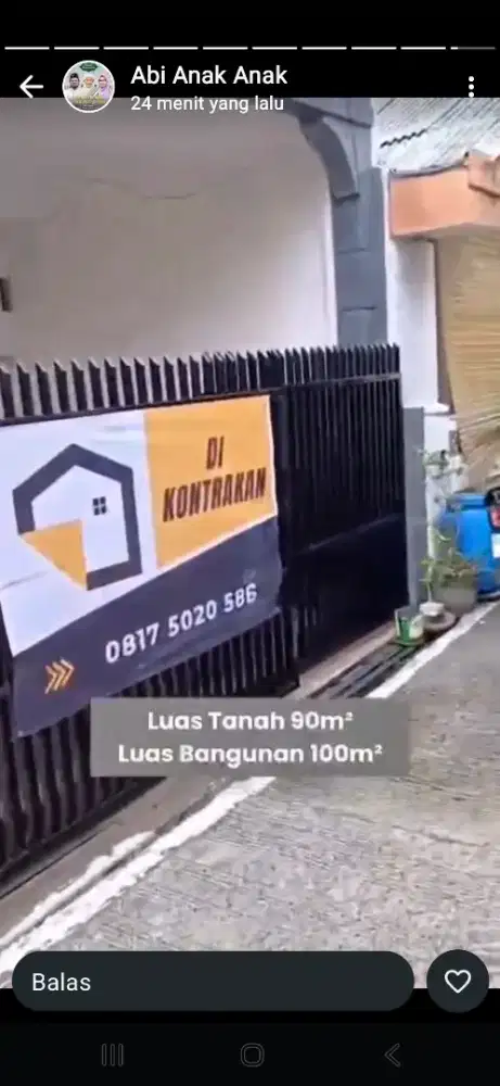 Disewakan Rumah 2 lantai