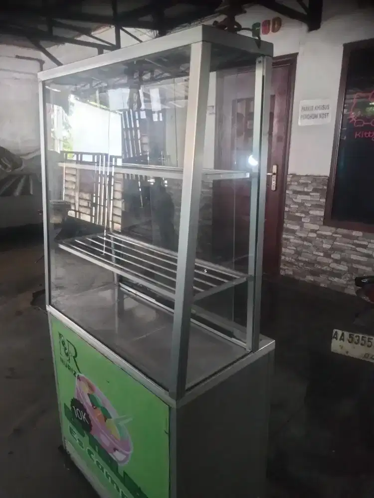 Gerobak Aluminium/Kaca + 4 roda