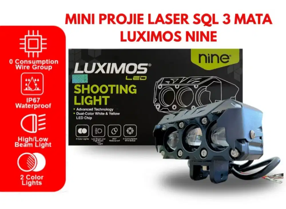 Lampu LED mini projie 3 mata Q9 luximos