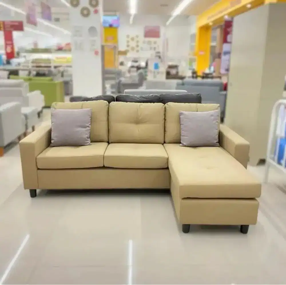Sofa Tasyi Sectional kulit cokelat