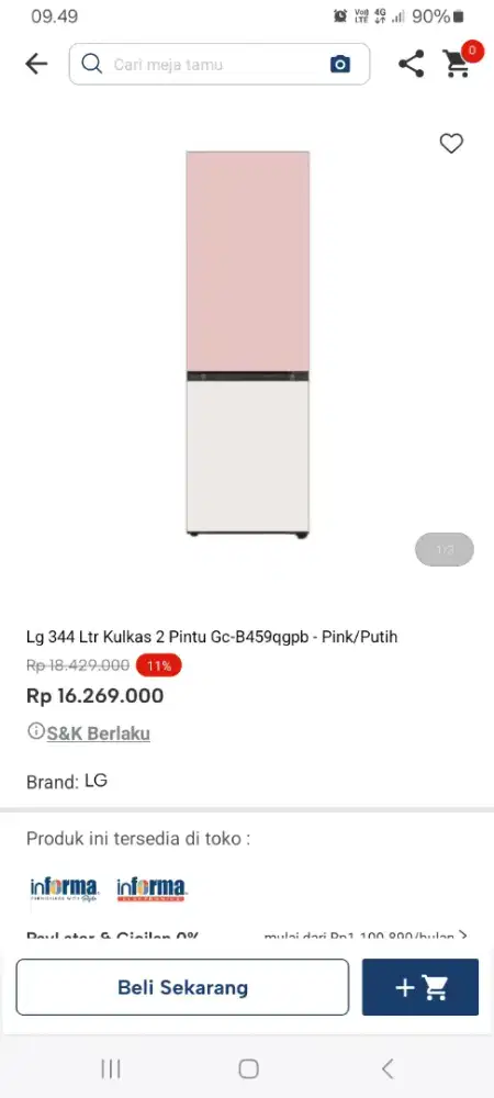 PROMO KREDIT LG 344 LTR KULKAS 2 PINTU