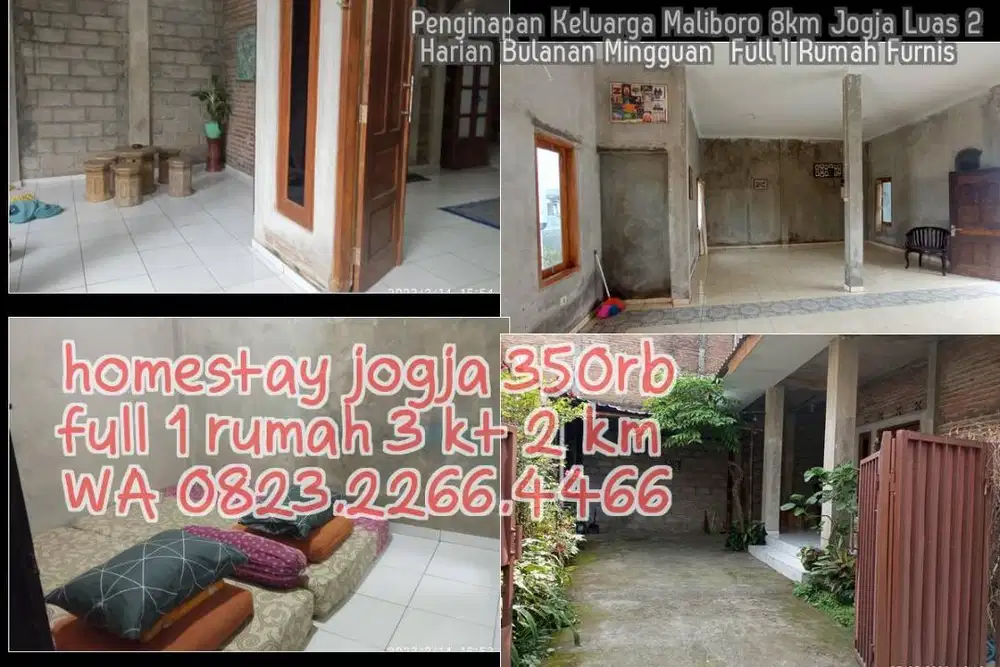 Penginapan Keluarga Maliboro 8km Jogja Luas 2 Harian Bulanan Mingguan