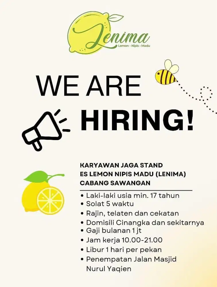 LOWONGAN JAGA STAND MINUMAN