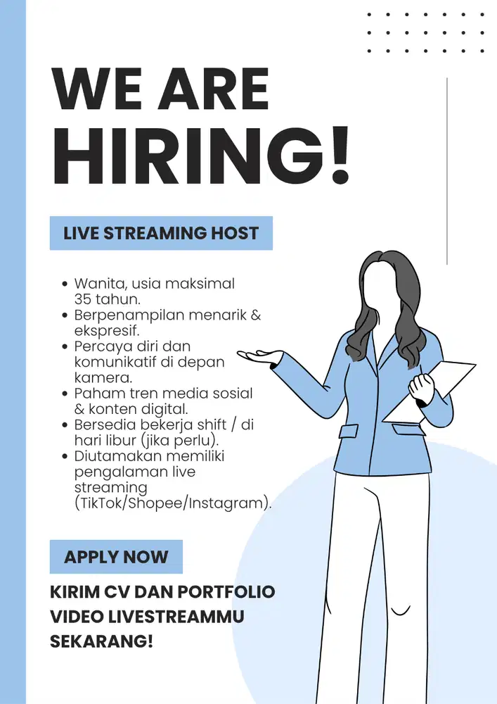 Lowongan Kerja Live Streaming Host untuk Online Shop