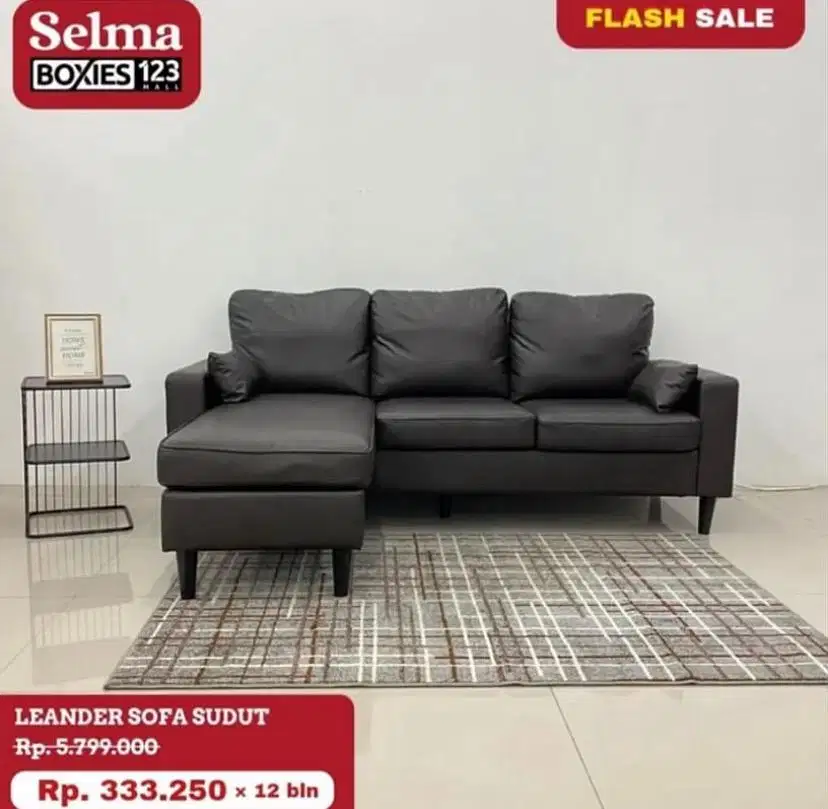 Sofa sudut bahan kulit sintetis selma