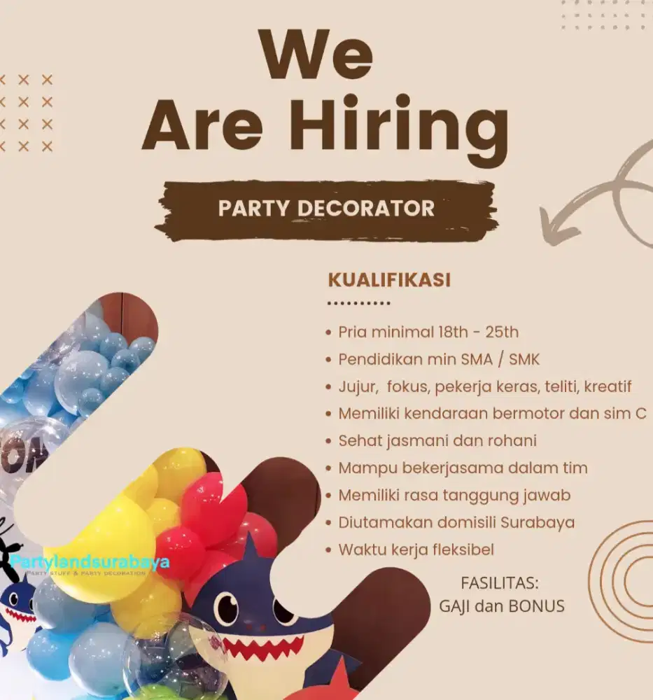 Dibutuhkan sopir dan serabutan dekorasi