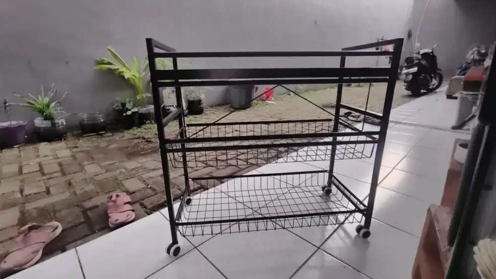 Informa Stora Noir Rak Troli besi 3 tingkat, rak serbaguna