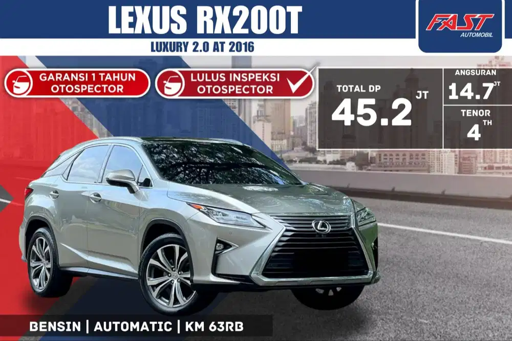 LEXUS RX200 T 2016 LUXURY 2.0 AT LOW KM.63RB & PAJAK PANJANG #F6ST