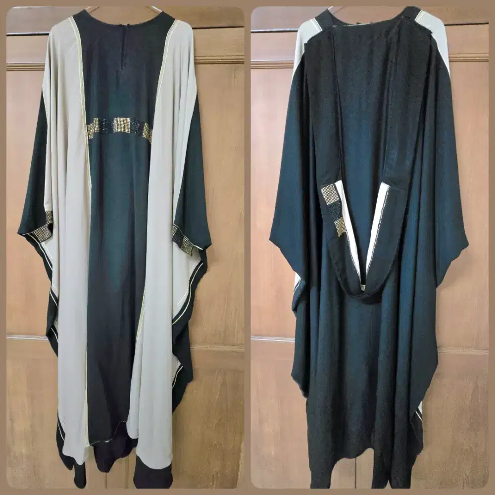 kaftan arab warna hitam + kerudung