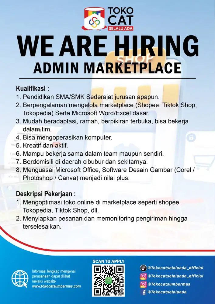 LOWONGAN KERJA ADMIN MARKETPLACE