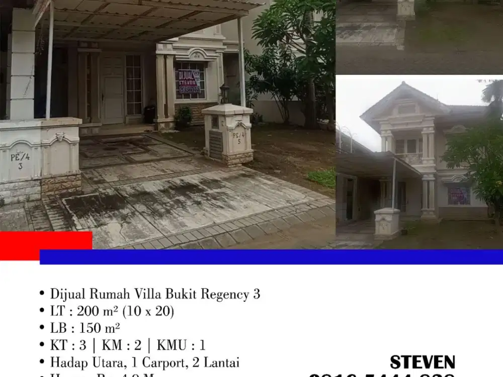 Dijual Rumah Villa Bukit Regency 3
