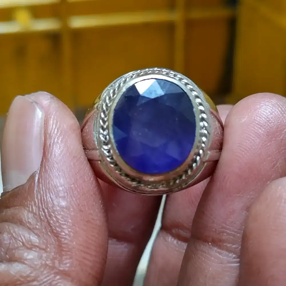 Cincin permata blue safir royal blue safir