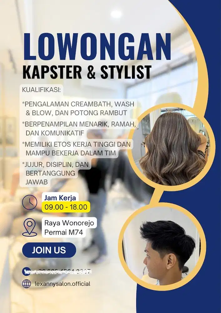 Dicari Kapster & Hairstylist