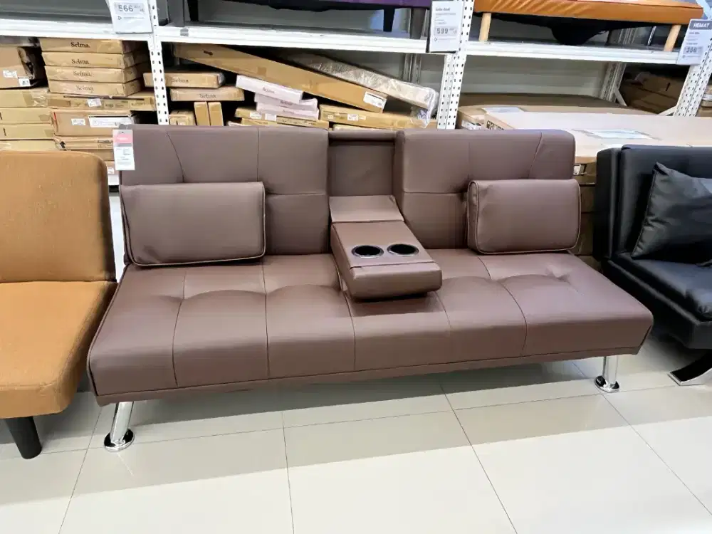 GENI RELAX SOFA W/ CONSOLE BROWN PU-A5