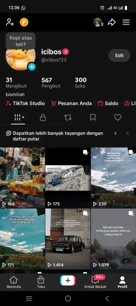 Jual akun tiktok