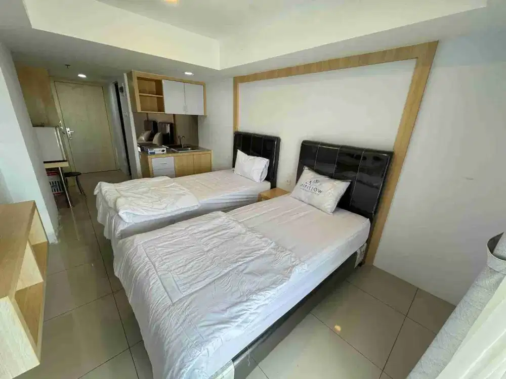 dijual cepat apartemen de prima   type studio uk.3x8 24m2 lantai 8  full furnish