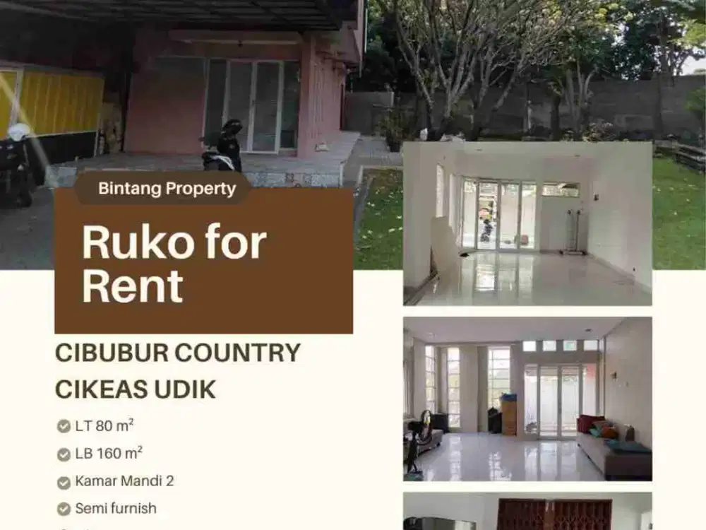 Ruko di sewakan posisi Hook, di Cibubur Country