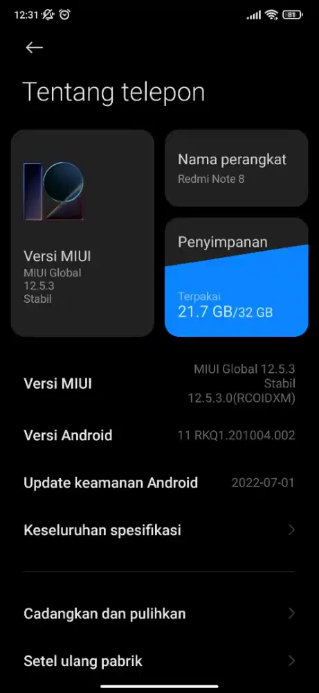 REDMI NOT 8 SNAPDRAGON NORMAL