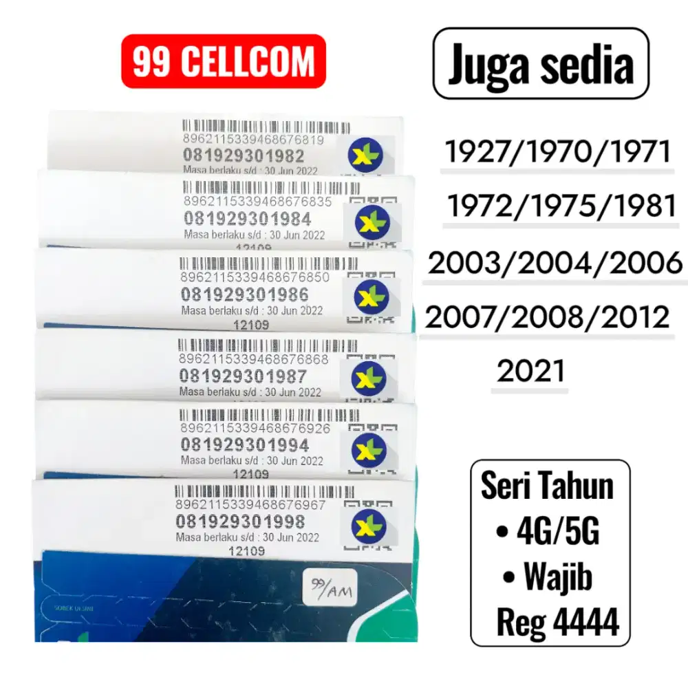 Nomor Cantik XL Seri Tahun Kelahiran