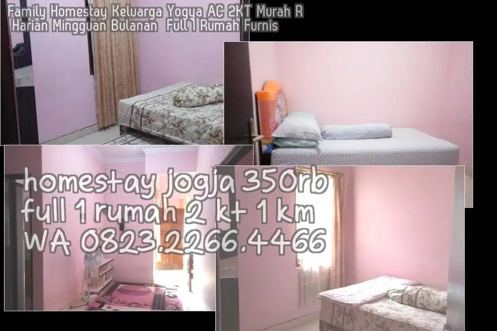 Family Homestay Keluarga Yogya AC 2KT Murah R Harian Mingguan Bulanan