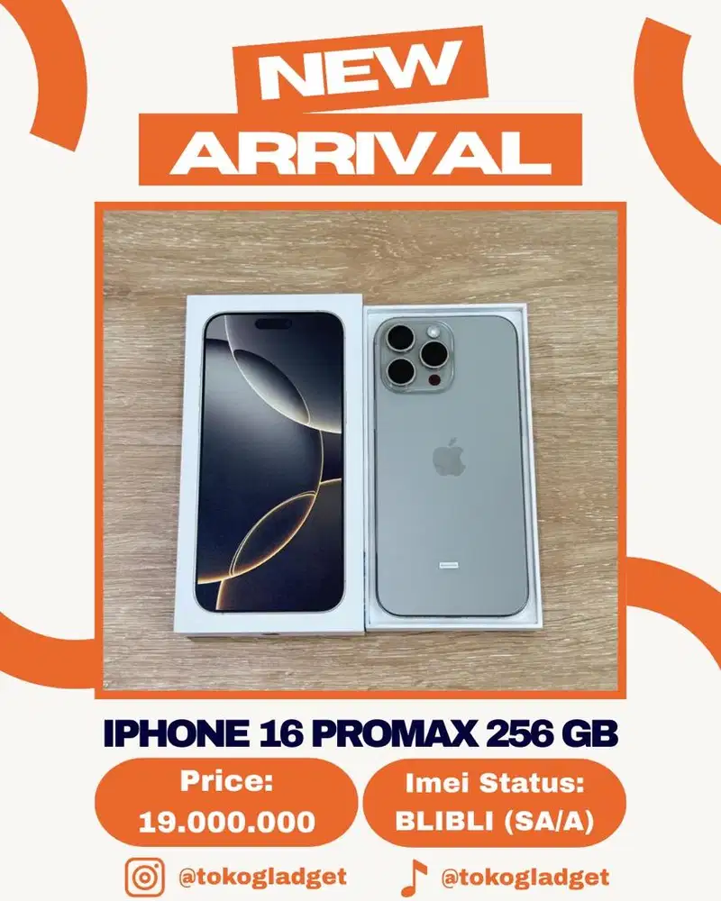 iPhone 16 Promax 256 Gb ex IBOX/BLIBLI (Cuman diaktivasi aja)