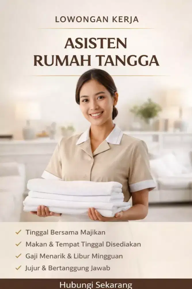 Dibutuhkan segera assisten rumah tangga