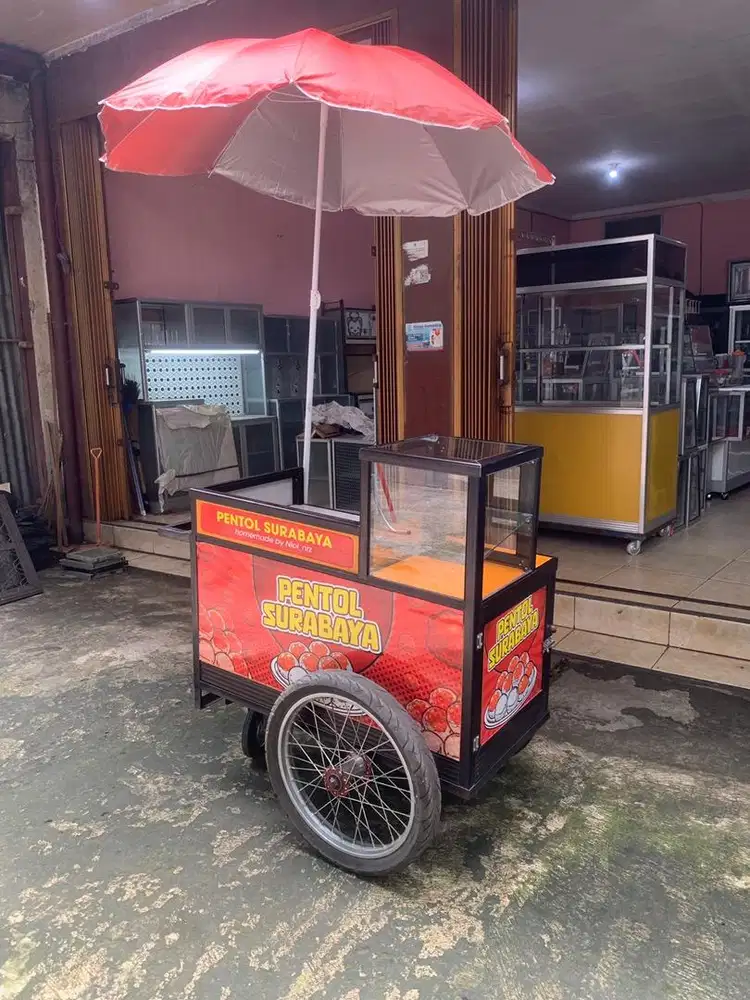 Etalase gerobak alumunium keliling bekas