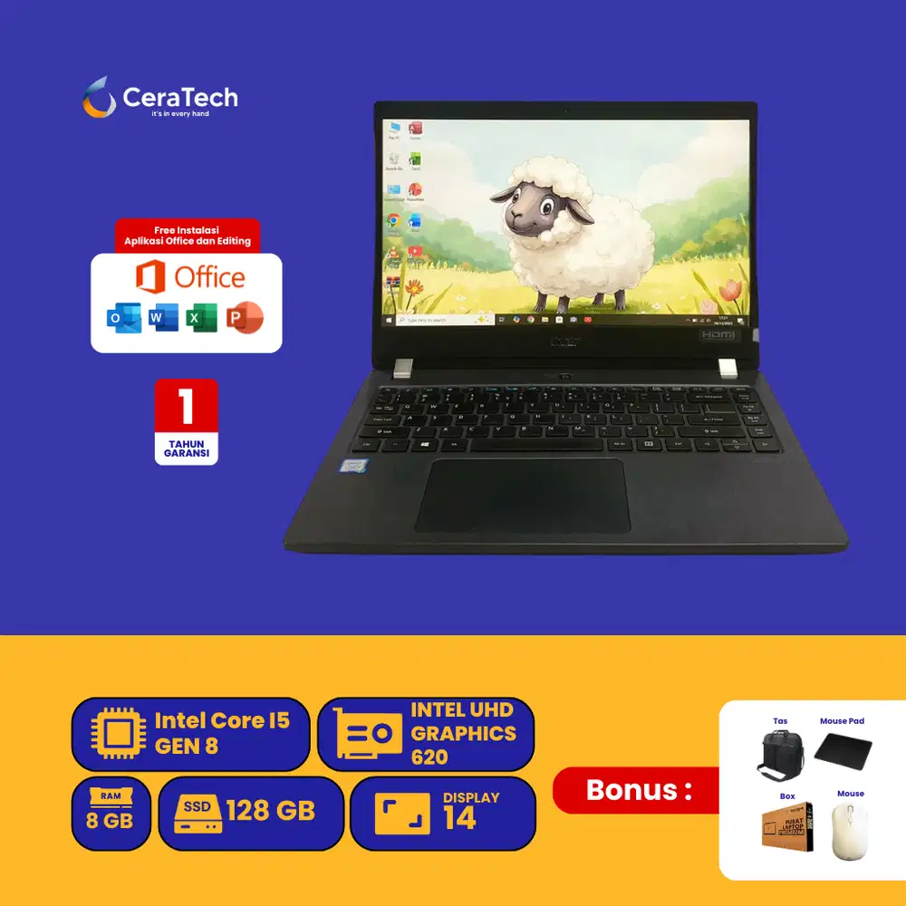 ACER TRAVELMATE X314-51-M  INTEL CORE I5 GEN 8 RAM 8 GB SSD 128 GB