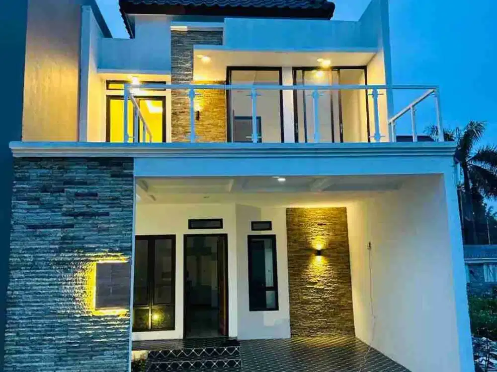 rumah 2 lantai harga terjangkau balkon luas bisa desain custom