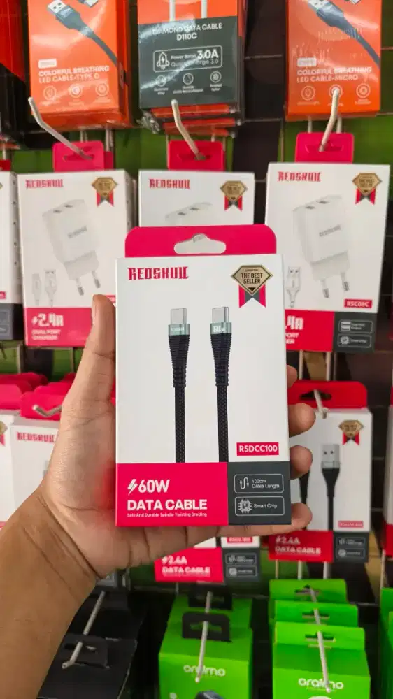 KABEL DATA TYPE C TO C 60W REDSKUL RSDCC100