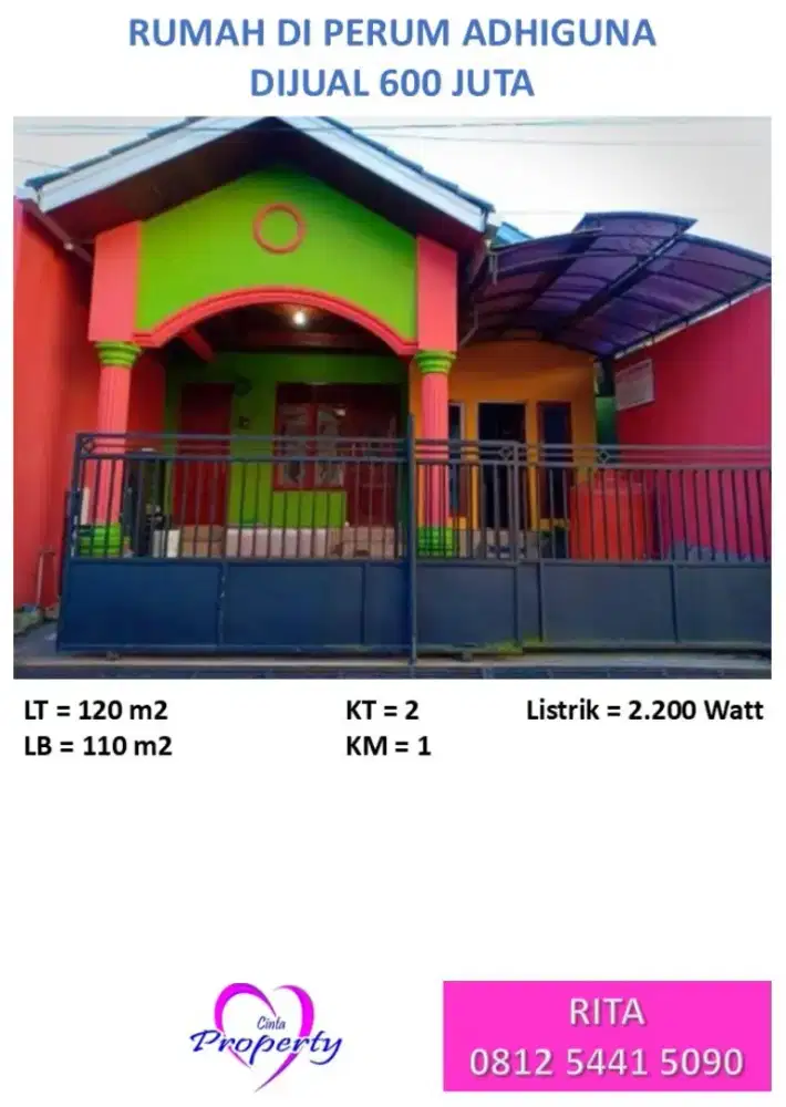 DIJUAL RUMAH DI PERUM ADHIGUNA