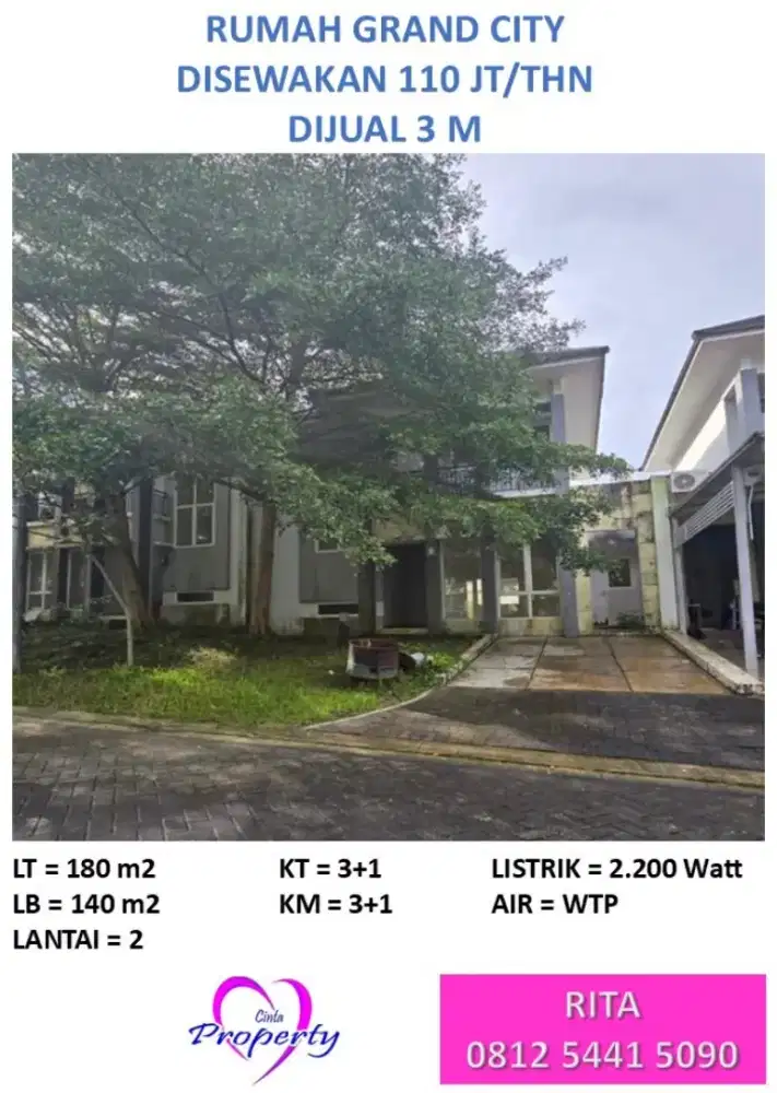 DIJUAL ATAU DISEWAKAN RUMAH DI GRAND CITY