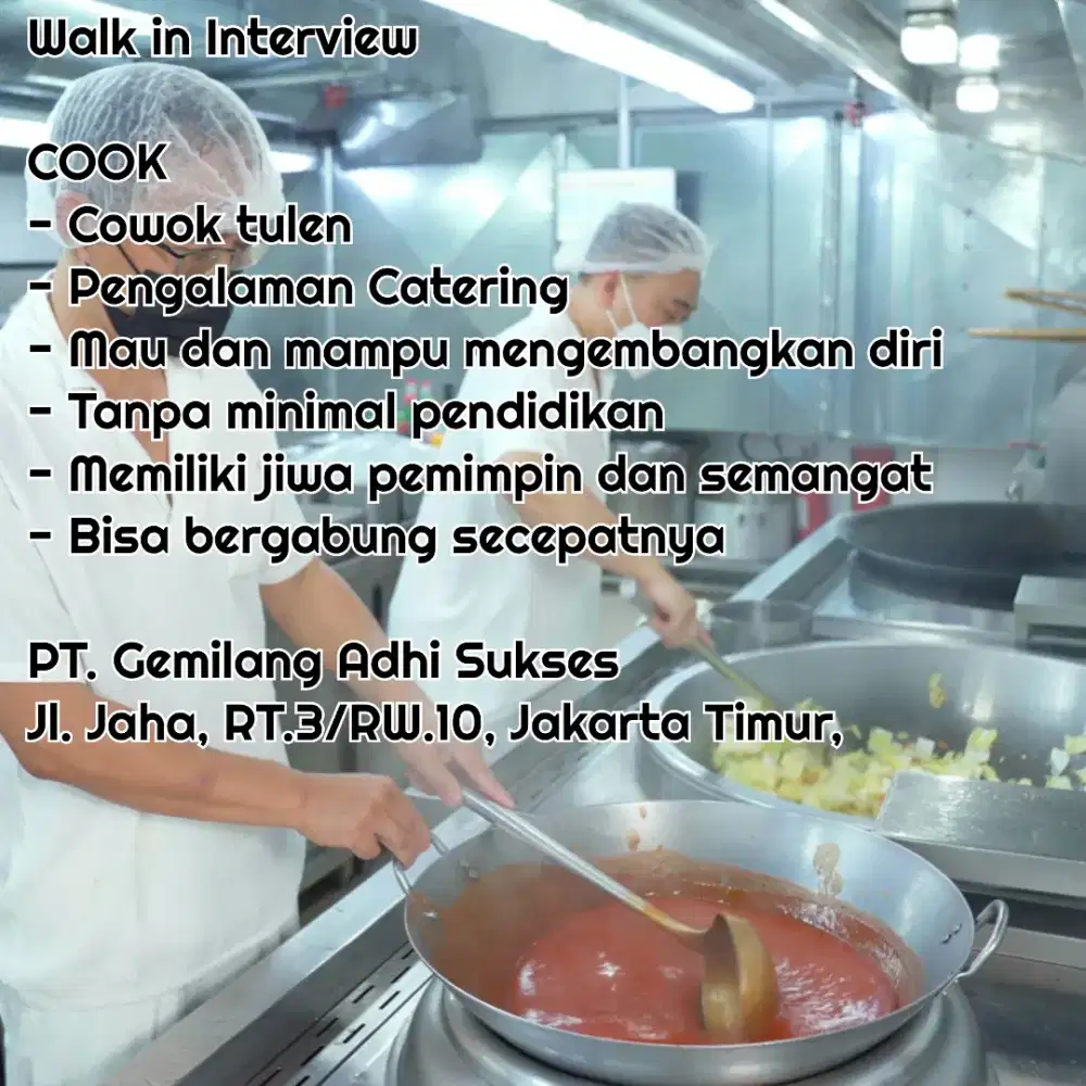 Lowongan koki catering