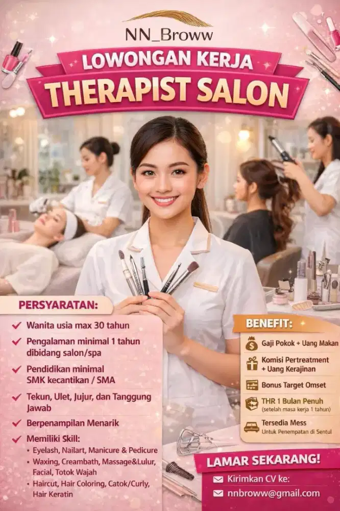 LOWONGAN THERAPIST SALON, EYELASH, NAILS & FLORIST