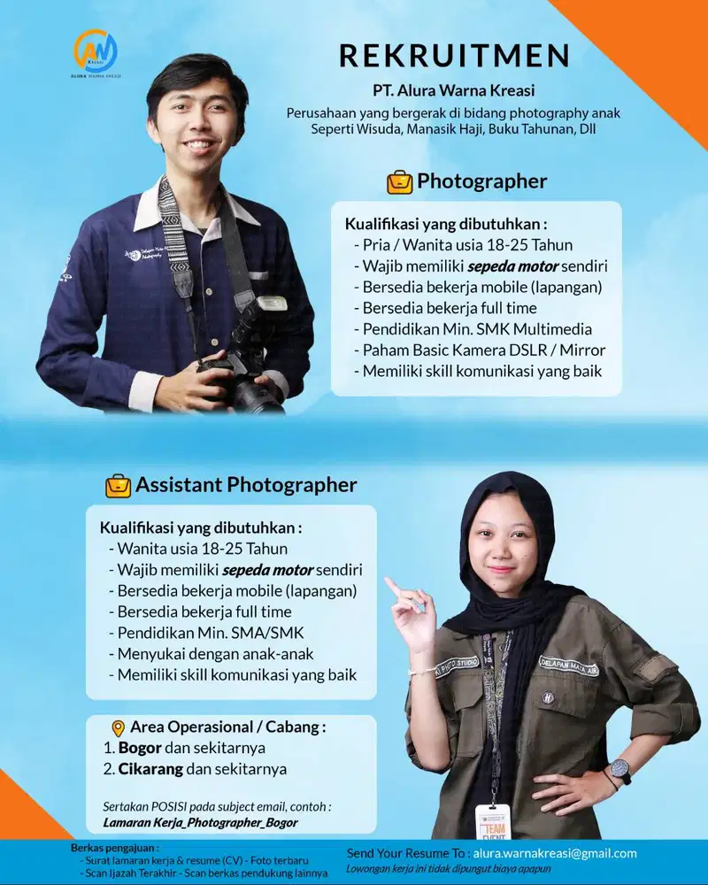 Lowongan Kerja Photographer dan Asisten Photographer