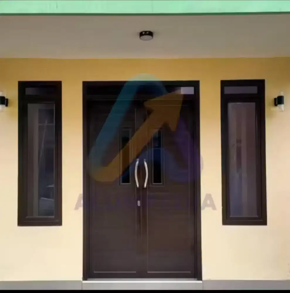 Pintu Kupu Tarung, Set Kusen Pintu Aluminium, 1 Set Pintu Dan Kusen