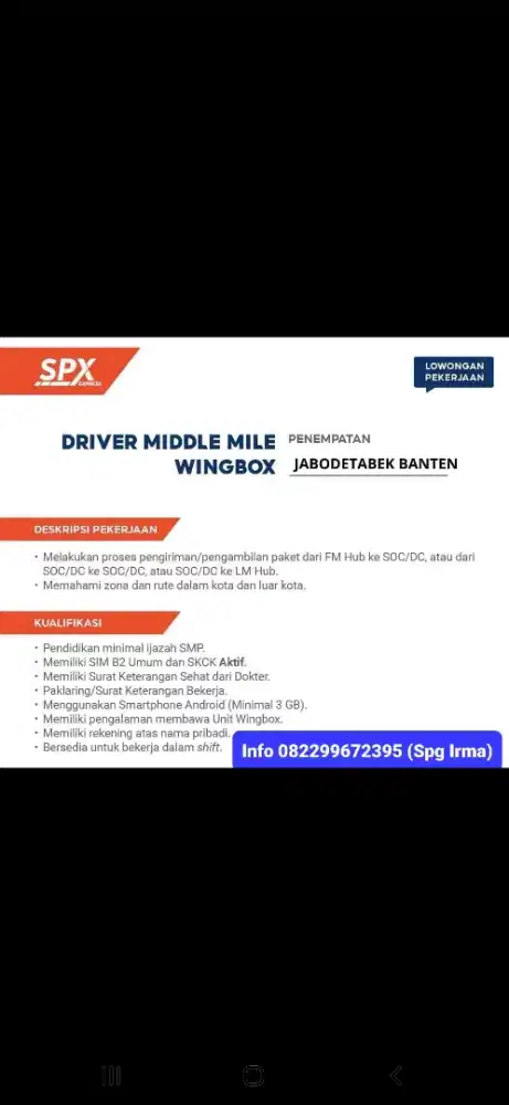 Shopee express Driver CDD