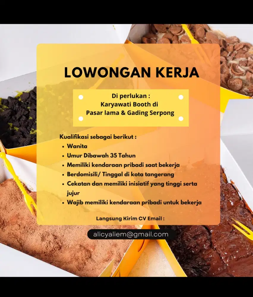 SEGERA DI BUTUHKAN KARYAWATI LOKASI CITRA RAYA DAN PASAR LAMA !