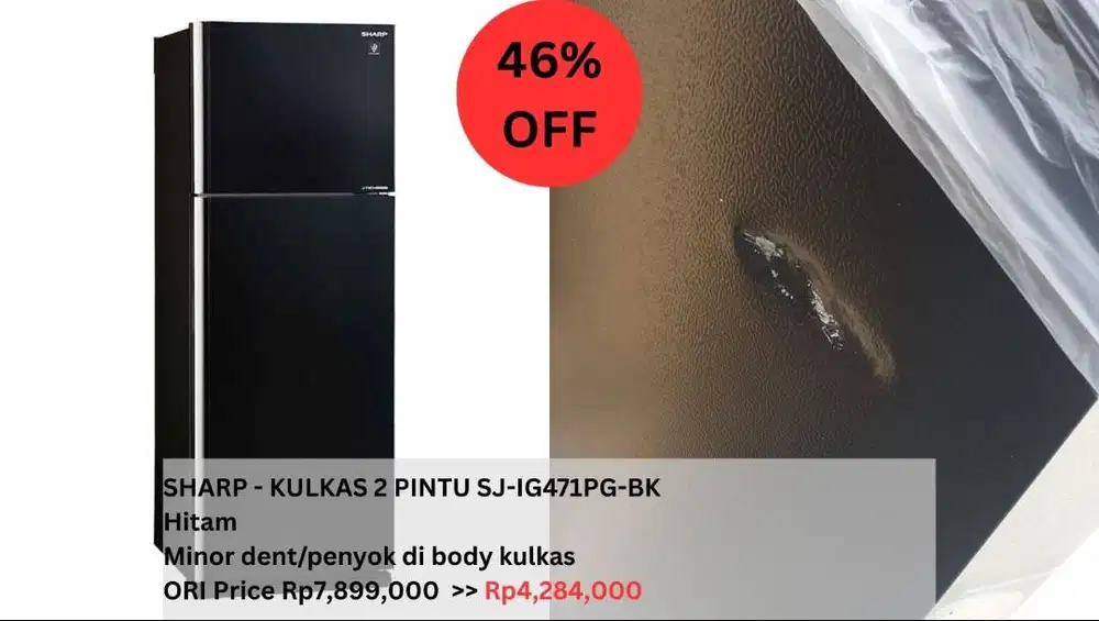 Kulkas 2 Pintu – SHARP refrigerator SJ-IG471PG-BK