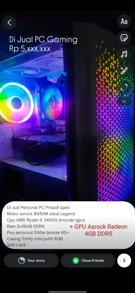 PC GAMING Asrock, Radeon 4GB, 32GB DDR4